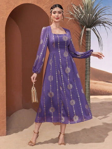 Women's Long Sleeve Casual Dress, Minimalist & Fashion, Suitable For Daily Wear