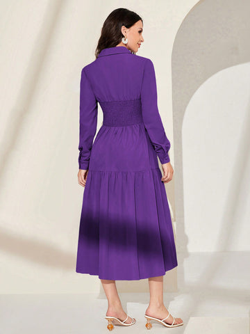 Women's Long Sleeve Ruffle Hem Dress