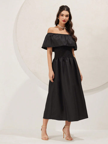 Women's Off Shoulder Pleated Dress