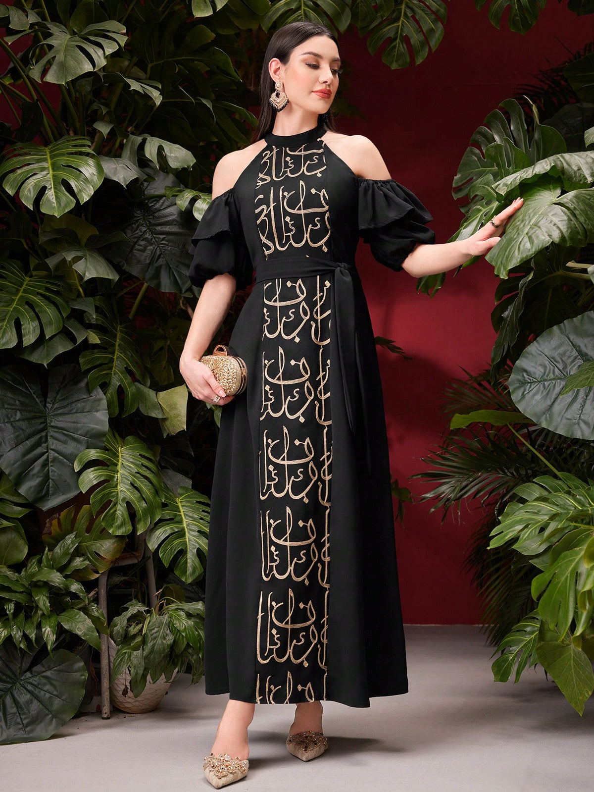 Women's Pattern Printed Off Shoulder Dress