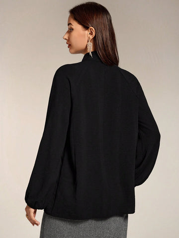 Modely Women's Rhinestone Decor Long Sleeve Minimalist Blouse