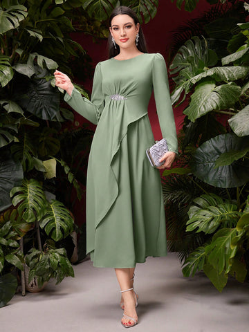 Women's Round Neck Long Sleeve Dress