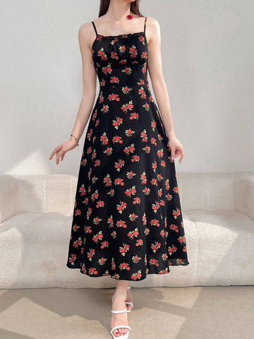 Women's Simple Daily Floral Printed Cami Dress