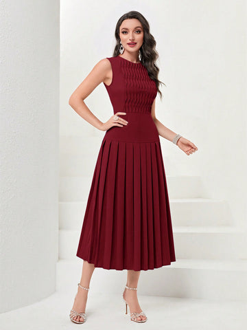 Women's Sleeveless Pleated Hem Dress