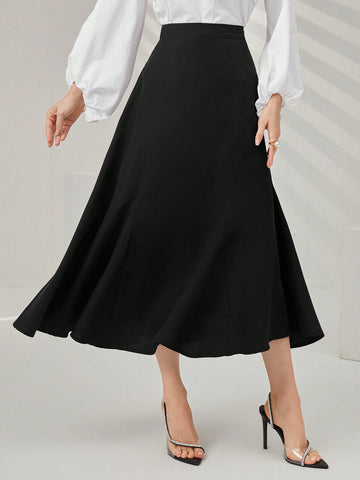 Modely Women's Solid Color Elegant Skirt