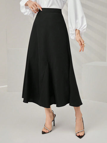 Modely Women's Solid Color Elegant Skirt