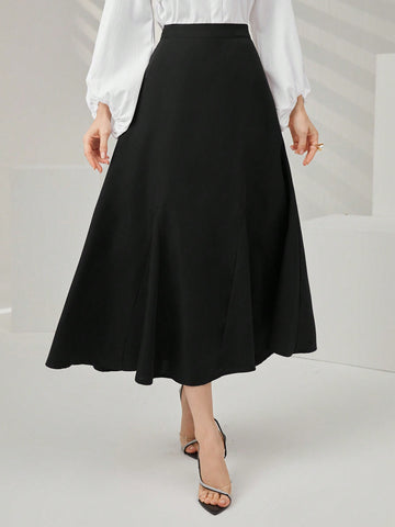 Modely Women's Solid Color Elegant Skirt