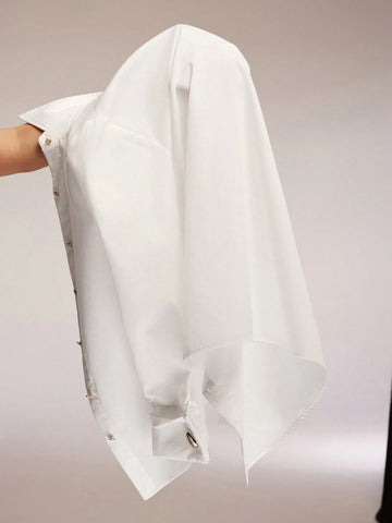 Modely Women's Solid Color Long Sleeve Single-Breasted Casual Shirt