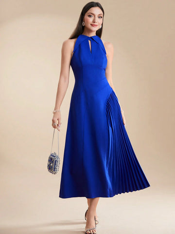 Women's Solid Color Pleated Sleeveless Casual Party Summer Dress
