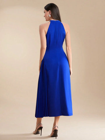 Women's Solid Color Pleated Sleeveless Casual Party Summer Dress