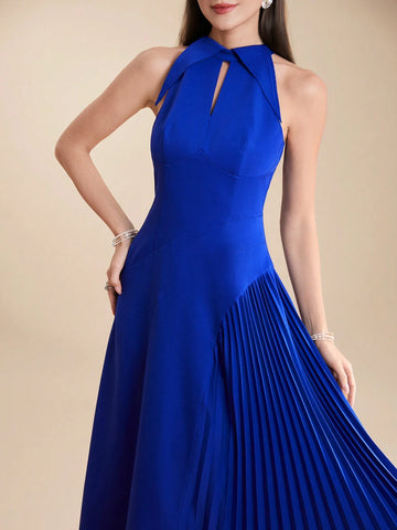 Women's Solid Color Pleated Sleeveless Casual Party Summer Dress