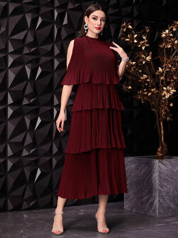 Women's Solid Color Ruffle Ruffle Party Dress