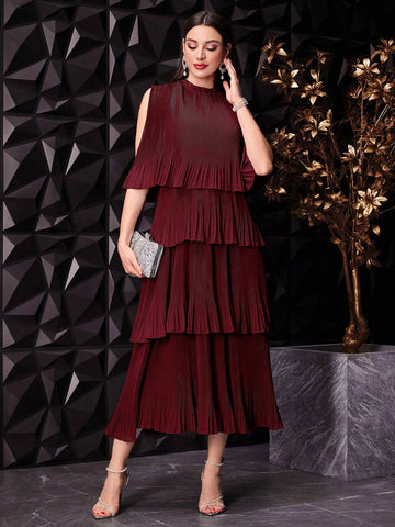 Women's Solid Color Ruffle Ruffle Party Dress