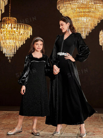 Women's Solid Color V-Neck Bubble Sleeve Jumpsuit