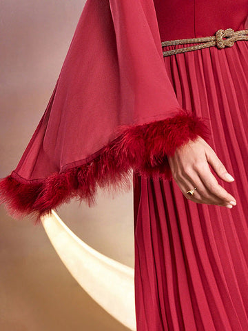 Women's Splice Pleated Hem A-Line Dress