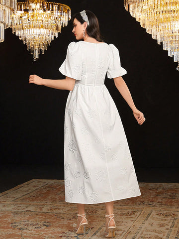 Women's Square Neck Short Puff Sleeve Skirt