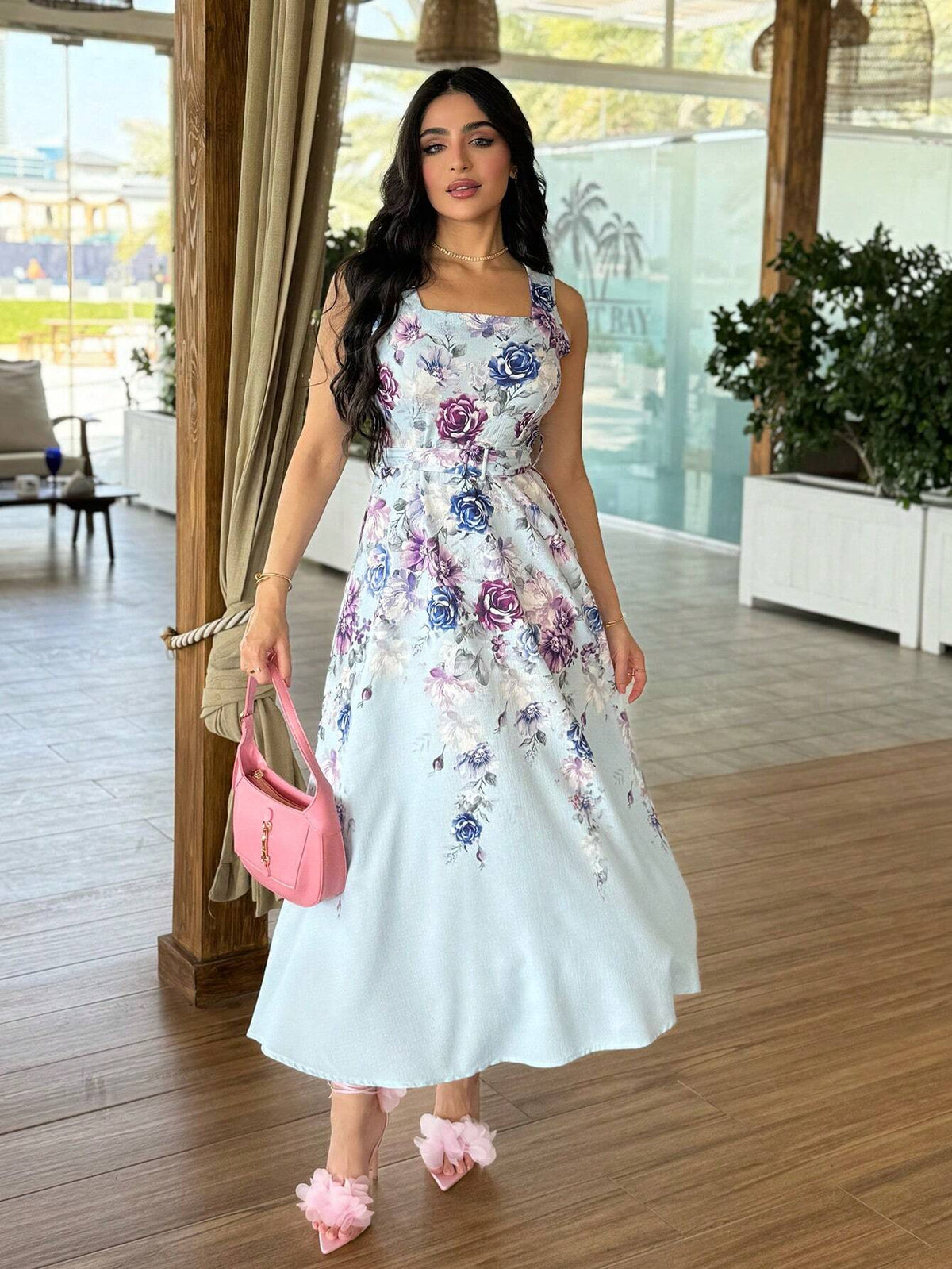 Women's Summer Elegant Flower Printed Sleeveless Dress