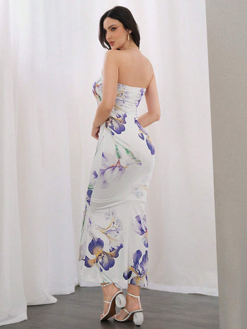 Women's Summer Floral Printed Long Midi Bodycon Elegant Dress