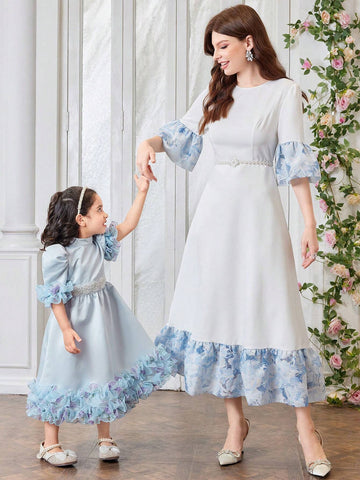 Women's Summer Round-Neck Patchwork Dress