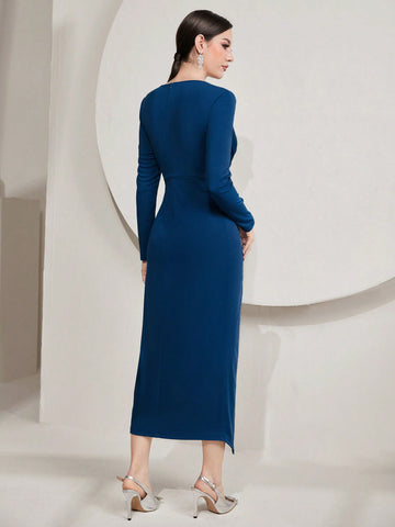 Women's Twisted Long Sleeve Dress