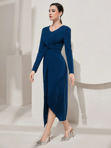Women's Twisted Long Sleeve Dress
