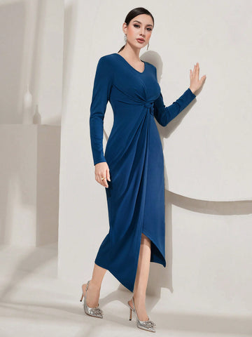 Women's Twisted Long Sleeve Dress