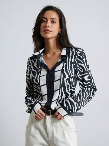 Modichic Fashionable Commuter Long Sleeve Button-Up Shirt