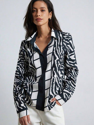 Modichic Fashionable Commuter Long Sleeve Button-Up Shirt