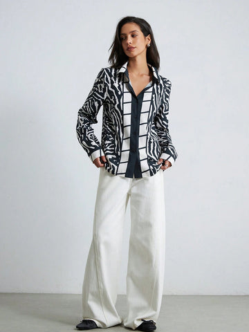 Modichic Fashionable Commuter Long Sleeve Button-Up Shirt