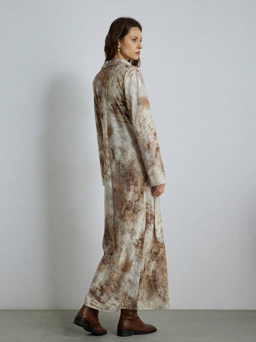 French Retro Elegant High-Quality Texture Random Floral Print Swing Collar Ribbon Dress For