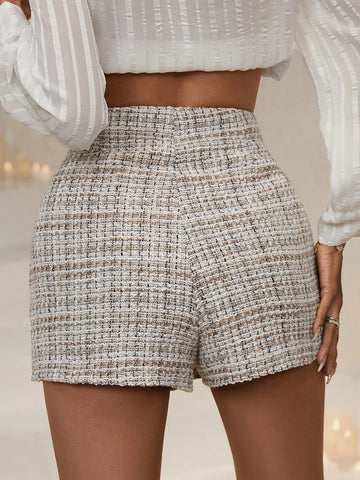 Modichic High Waist Plaid Tweed Skort