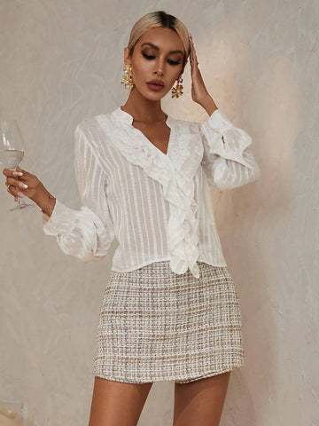 Modichic High Waist Plaid Tweed Skort