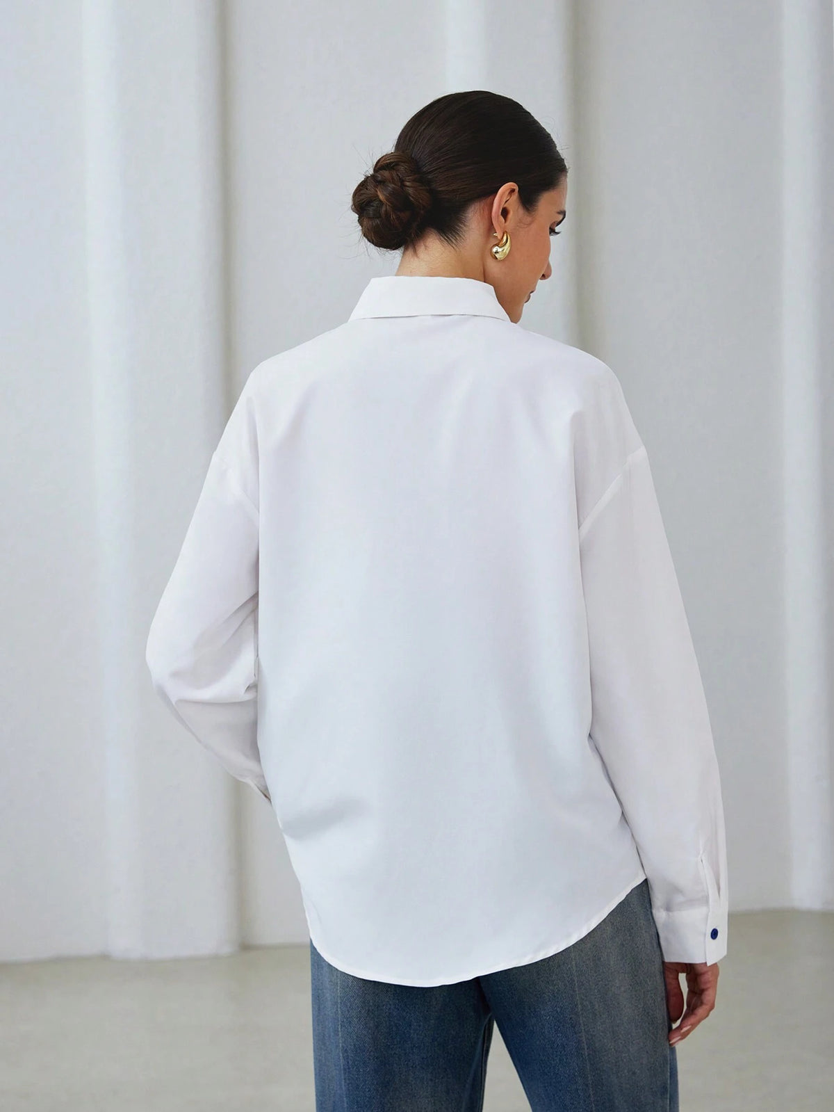 Modichic Women's Autumn Casual Contrast Color Embroidery Long Sleeve Shirt, Blouse