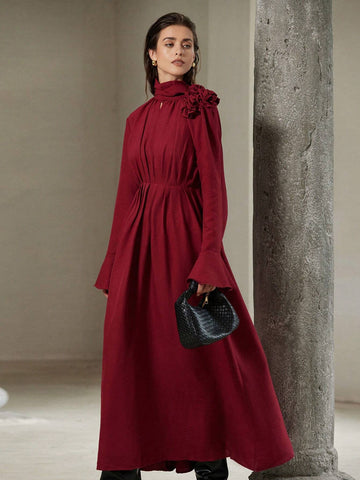 Women's Elegant 3D Floral Print Super Long Dress For Party/Date Night