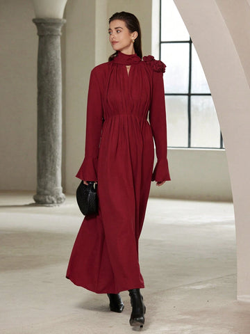 Women's Elegant 3D Floral Print Super Long Dress For Party/Date Night