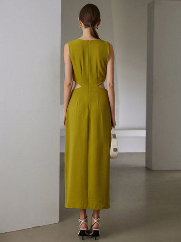 Women's Hollow-Out Ruched Midi Dress, Sexy Party And Date Outfit, Autumn/Winter