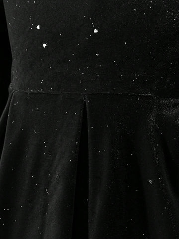 Mommy And Me Velvet Big Bow Decor Girls Dress, Suitable For Everyday Family Gathering Wear, Autumn/Winter