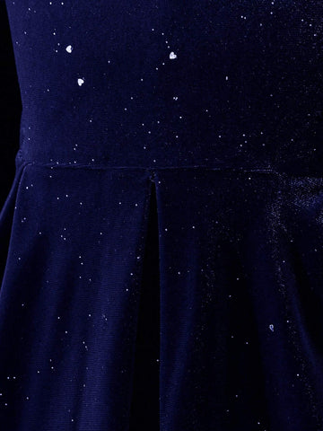 Mommy And Me Velvet Bow Decor Dress For Young Girl And Young Girl, Suitable For Autumn/Winter Family Gatherings