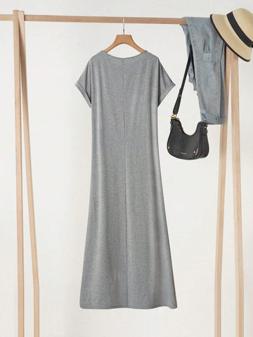 Casual Loose Fit Short Sleeves Floral Pattern Maxi Dress