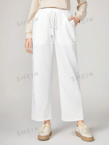 Mulvari Drawstring Waist Quilted Wide Leg Pants
