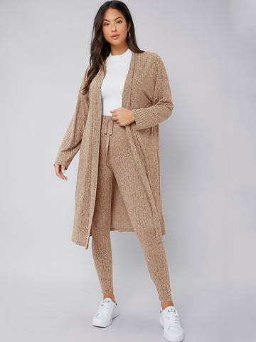 Drop Shoulder Coat & Knot Front Leggings
