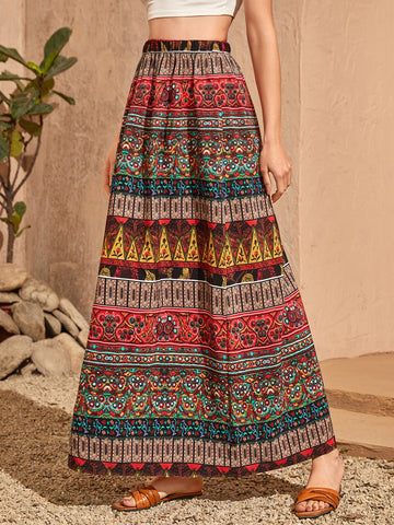 Mulvari Geo Print A-line Skirt