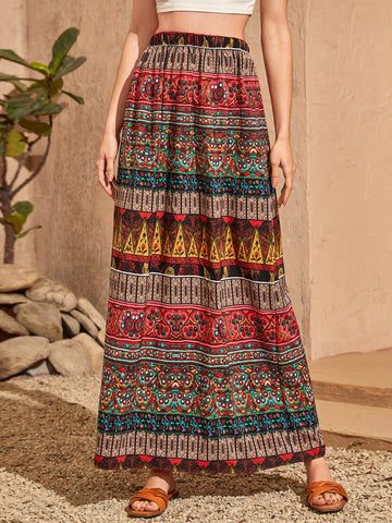 Mulvari Geo Print A-line Skirt