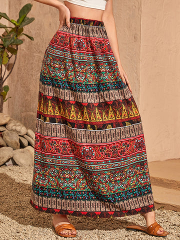 Mulvari Geo Print A-line Skirt