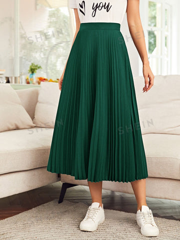 Mulvari High Waist Solid Pleated Skirt