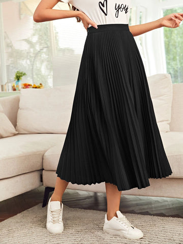 Mulvari High Waist Solid Pleated Skirt