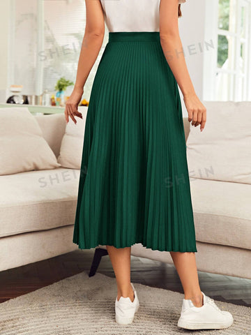 Mulvari High Waist Solid Pleated Skirt