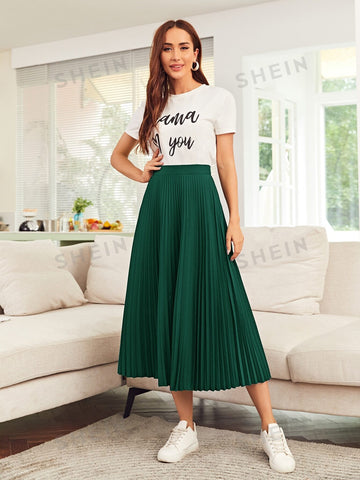 Mulvari High Waist Solid Pleated Skirt