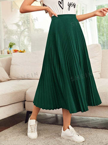 Mulvari High Waist Solid Pleated Skirt