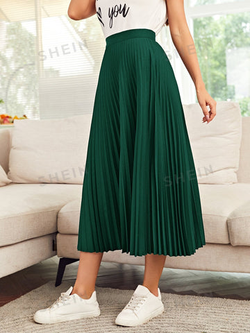 Mulvari High Waist Solid Pleated Skirt